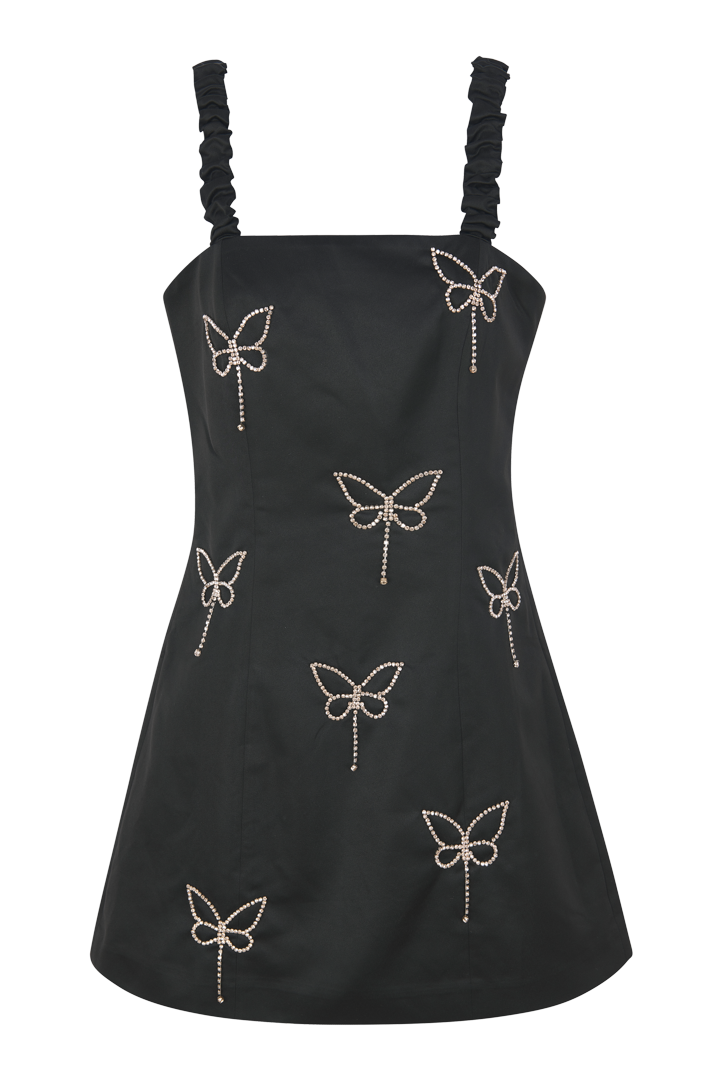 Short dress with rhinestone butterflies Short dress with rhinestone butterflies