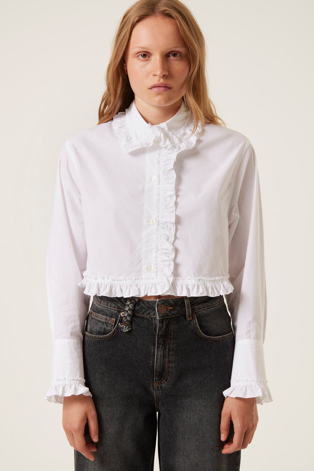 Short ruffled shirt