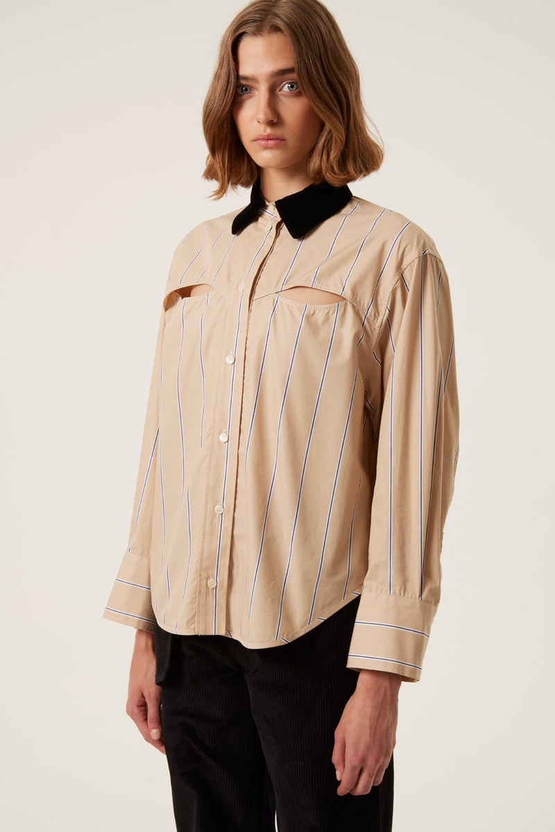 Chemise rayée à découpes