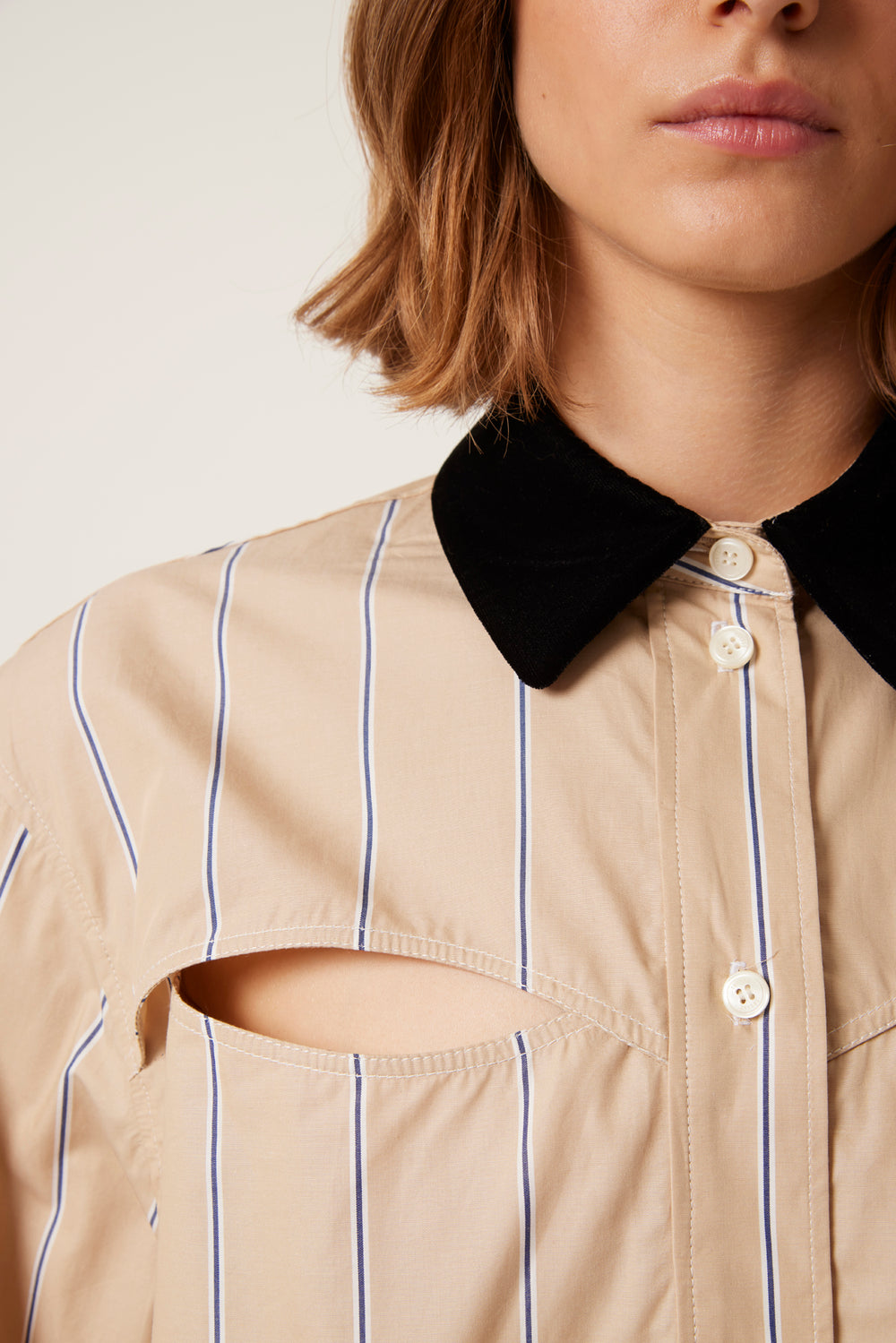 Striped cut-out shirt