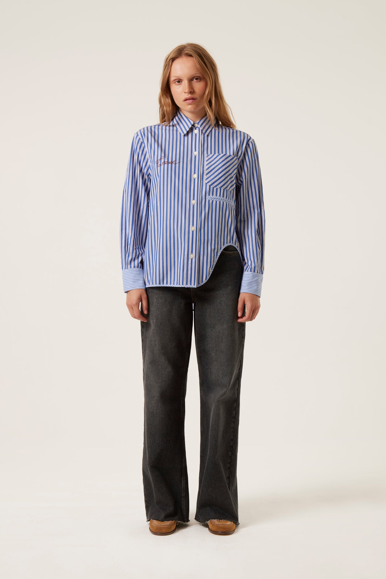トップス seyto 24aw Velour striped shear shirt seyto 24aw Velour striped shear shirt