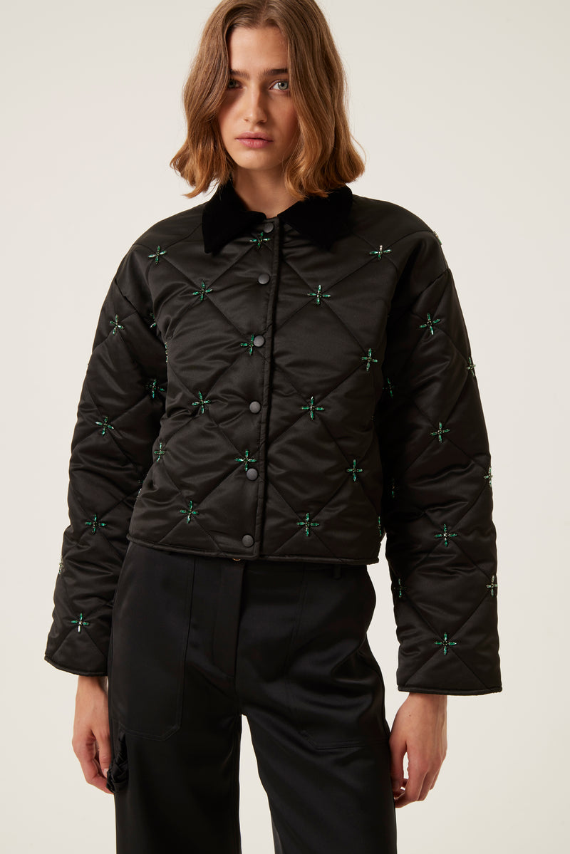 Rhinestone quilted jacket