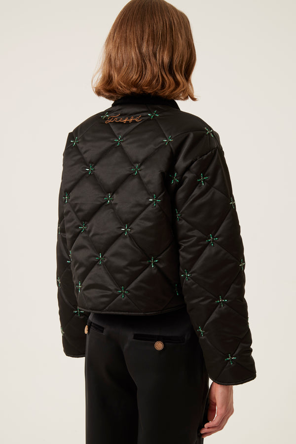 Rhinestone quilted jacket