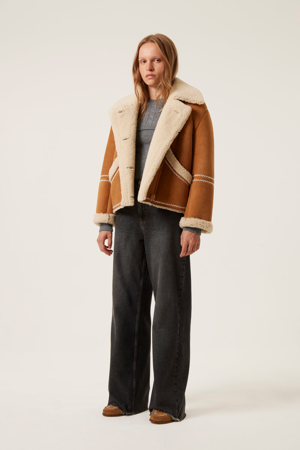 Embroidered sheepskin jacket