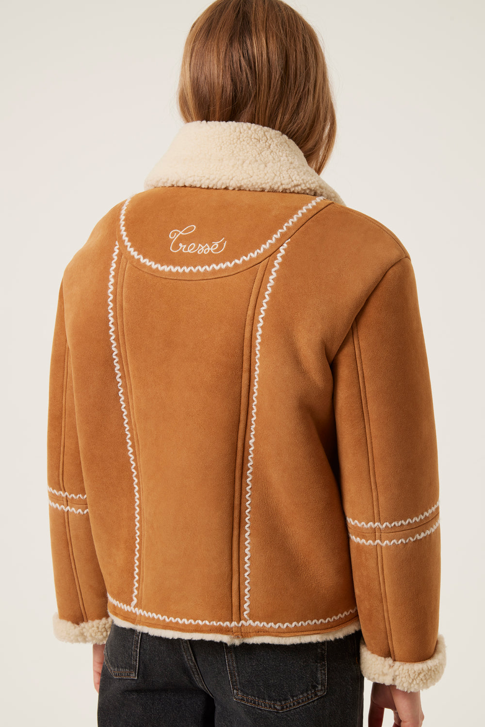 Embroidered sheepskin jacket