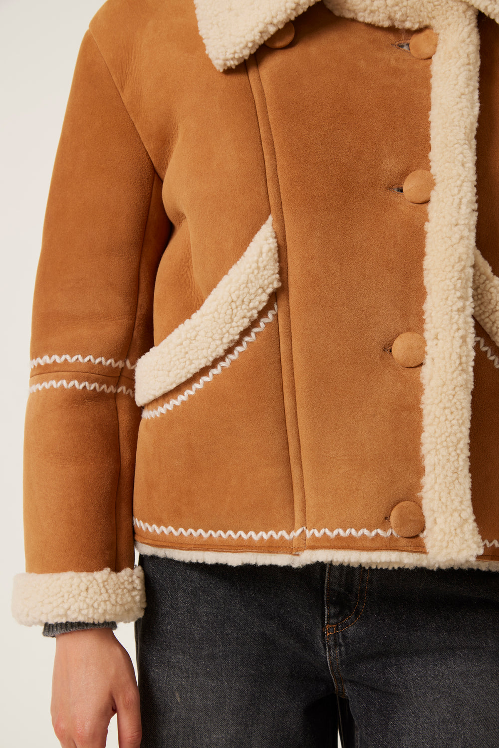 Embroidered sheepskin jacket