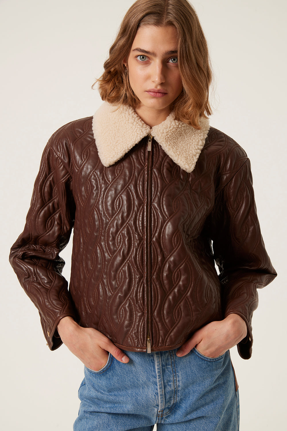 Stitched leather jacket