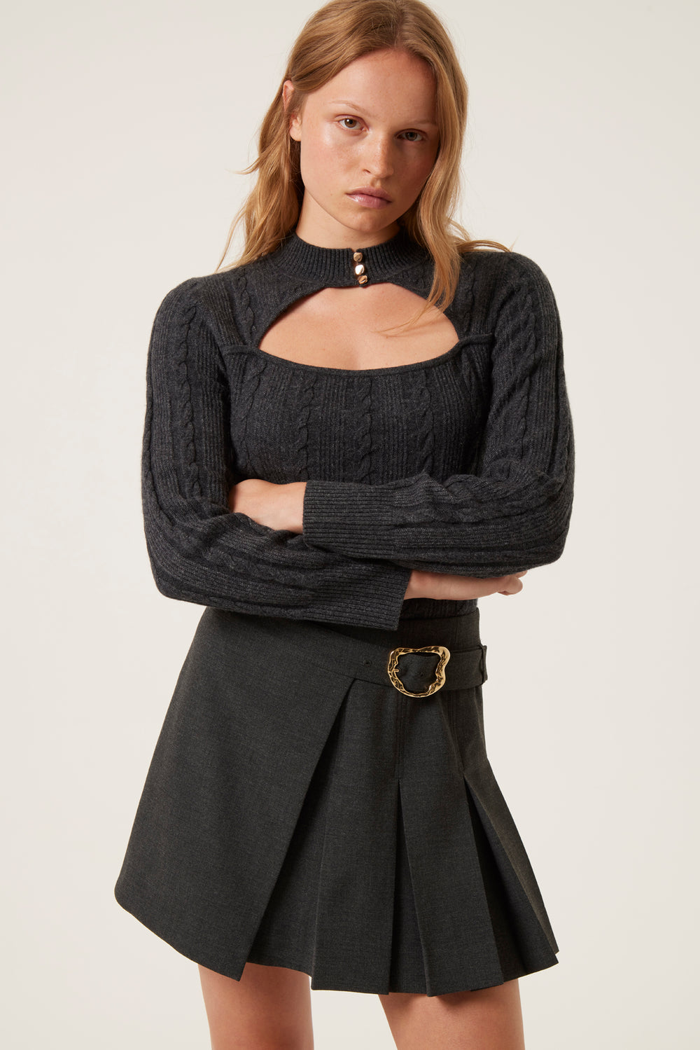 Woolen openwork sweater