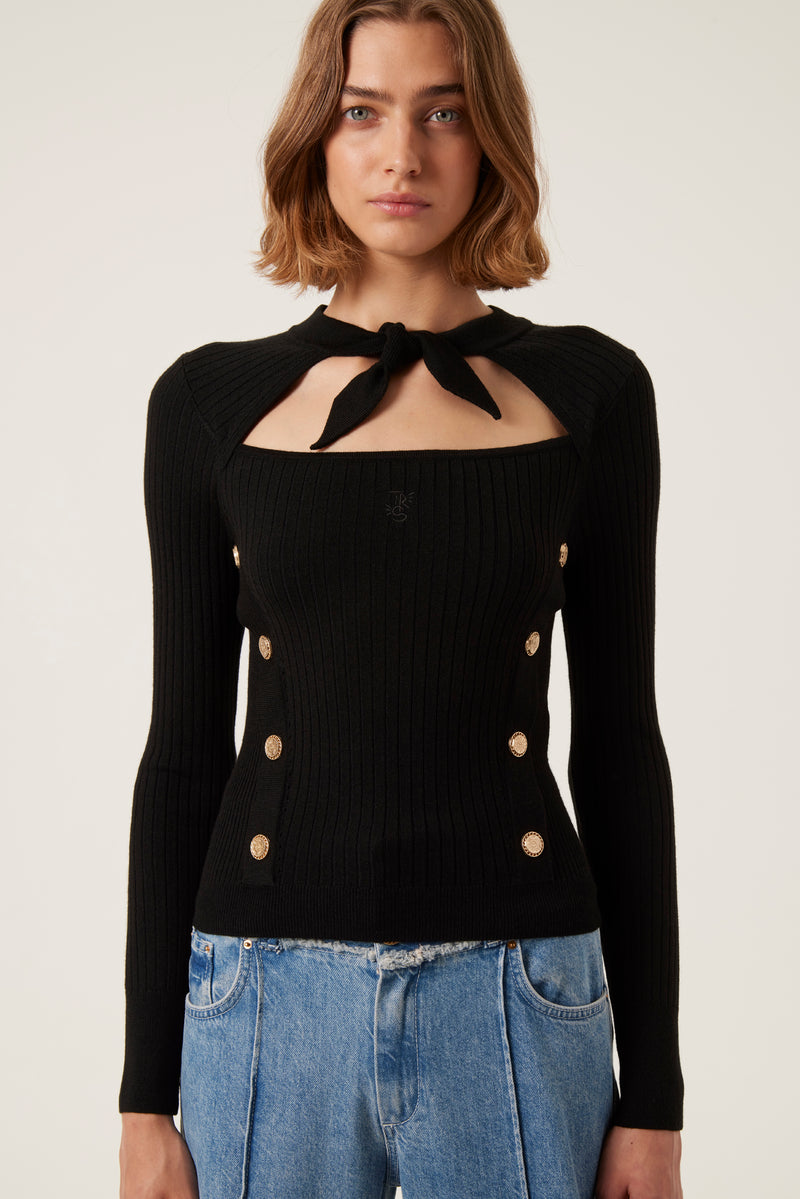 Tie-neck sweater