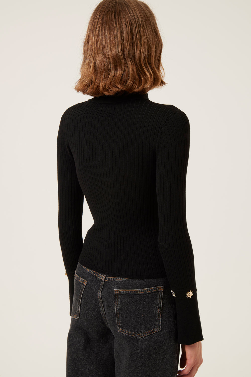 Ribbed wool polo neck sweater