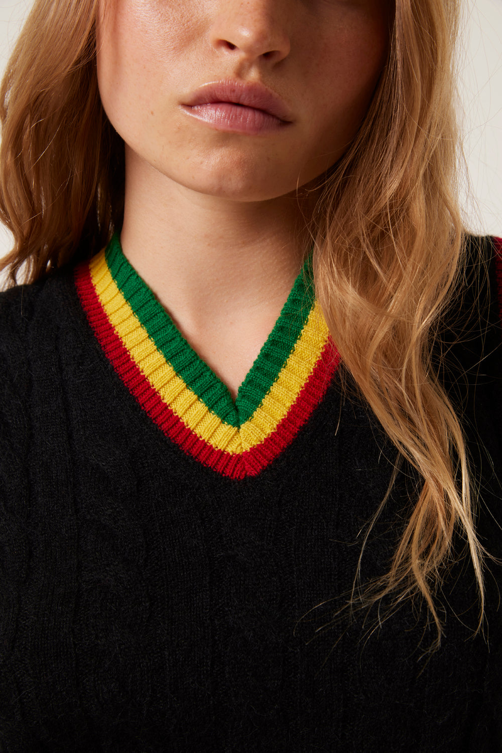 Pull sans manches tricolore