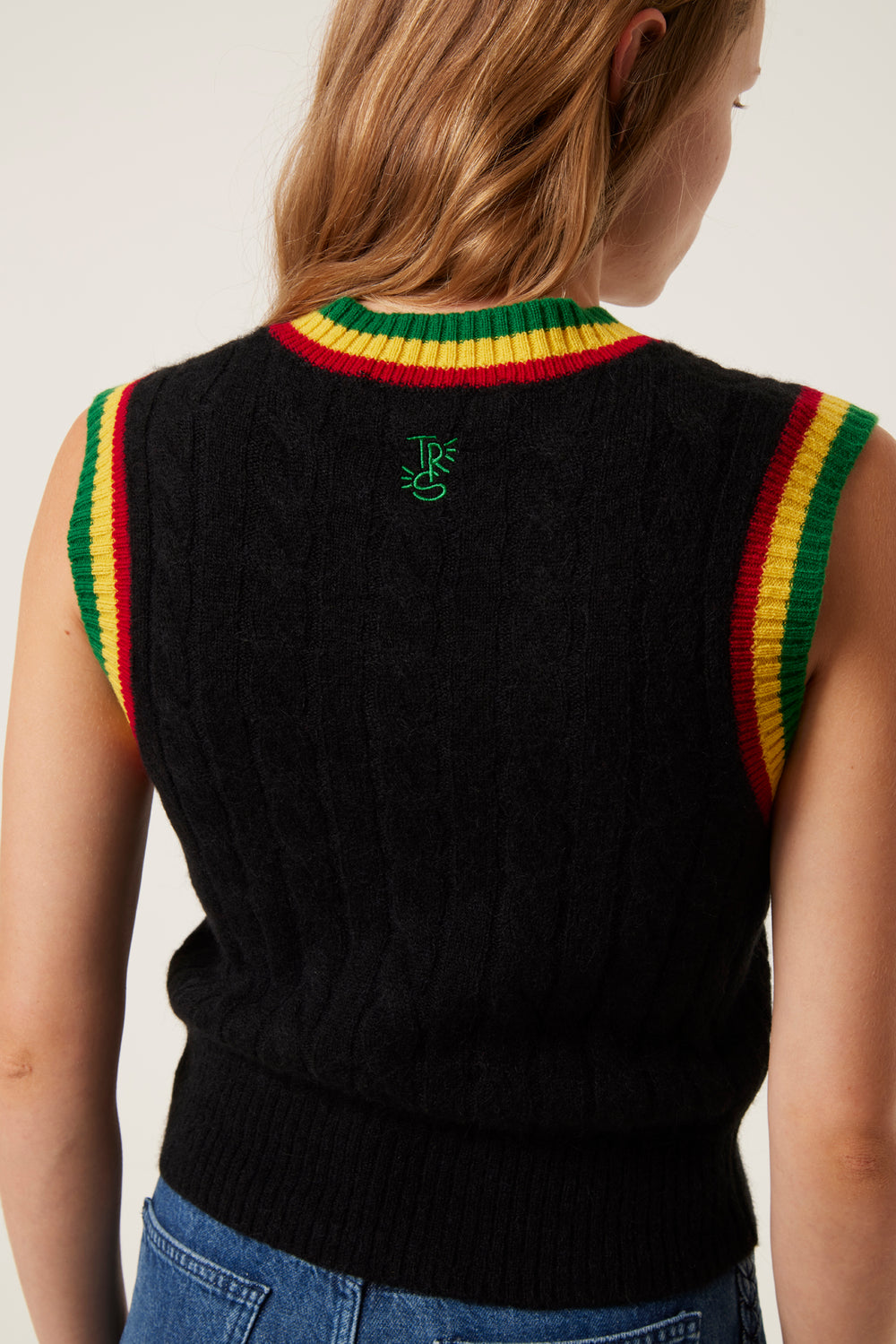 Pull sans manches tricolore