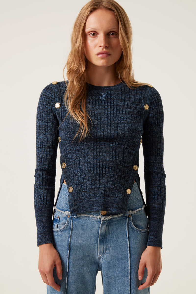 Snap button sweater