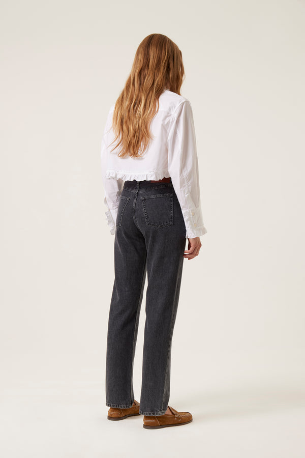 High-waisted straight-leg jeans