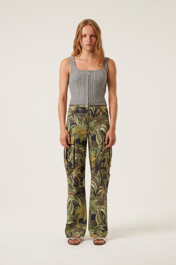 Pantalon à motif palmiers