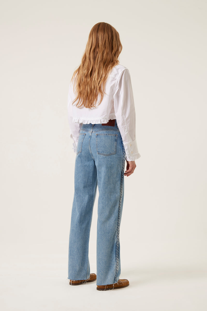 Denim with side braids