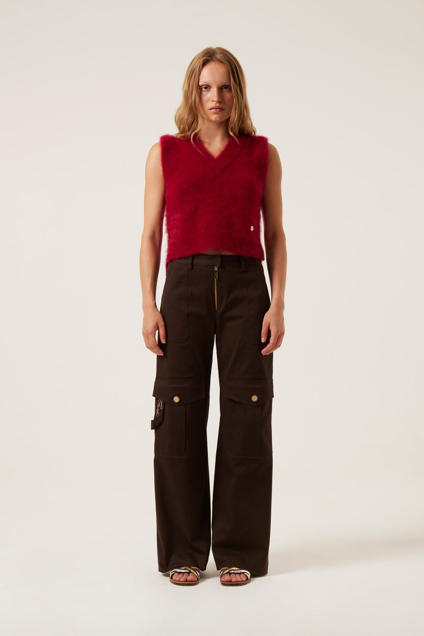 Pantalon en laine à cordon de serrage et poches plaquées PRISCILLA main image 0