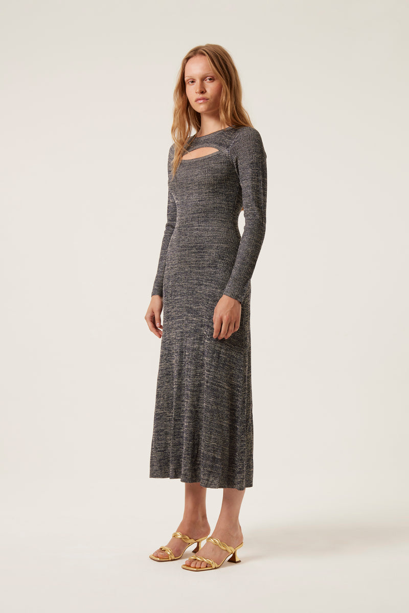 Long metallic knit dress