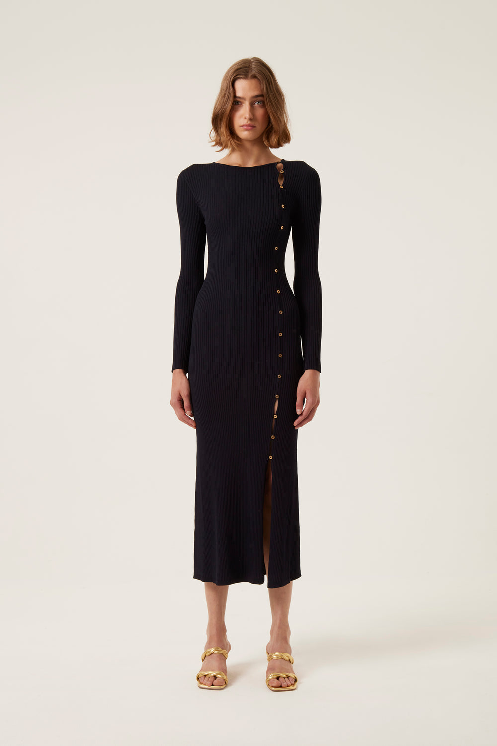 Long slit knit dress Long slit knit dress