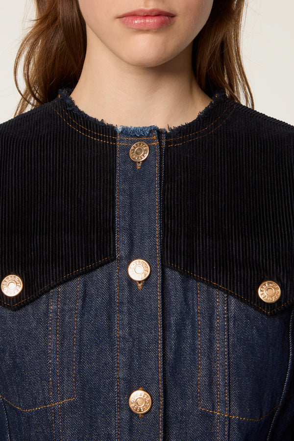 Denim and velvet jacket