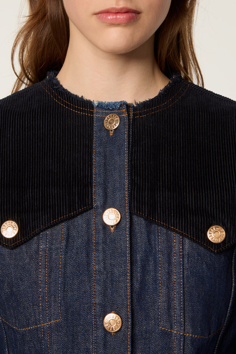 Denim and velvet jacket