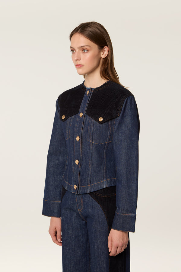 Denim and velvet jacket