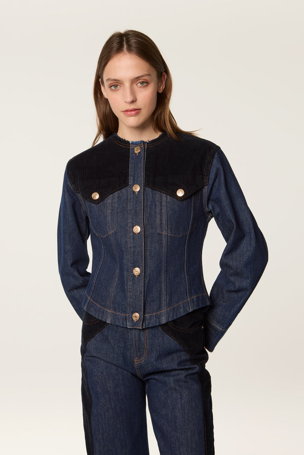 Denim and velvet jacket