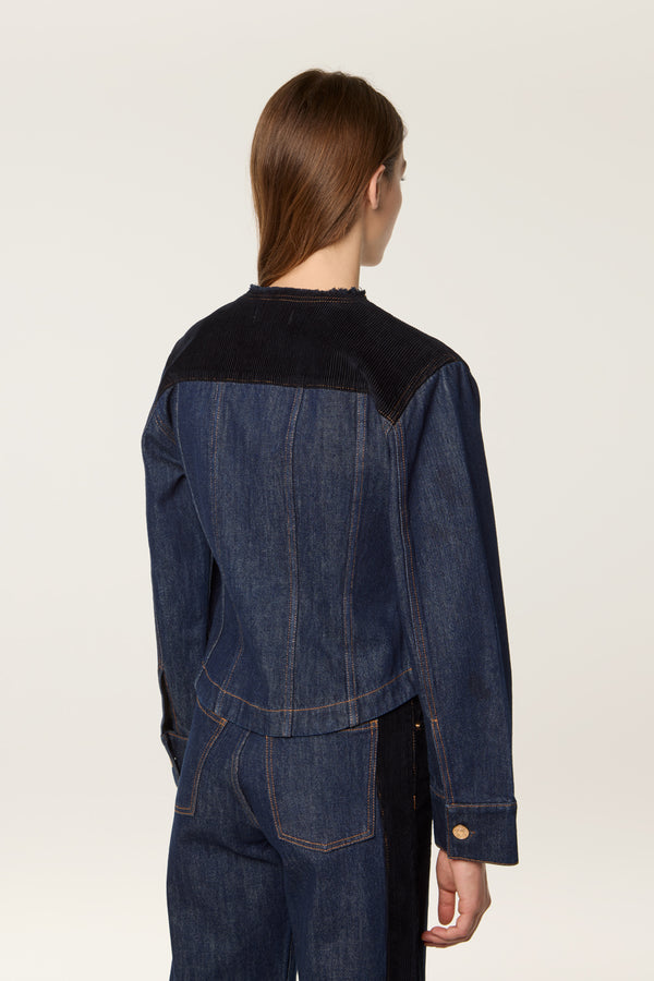 Denim and velvet jacket