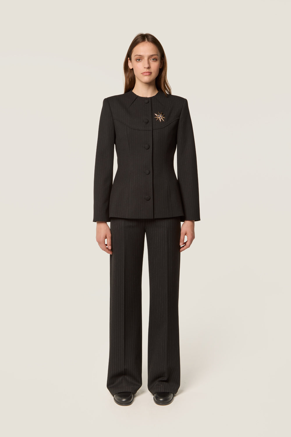 Pinstripe tailored blazer