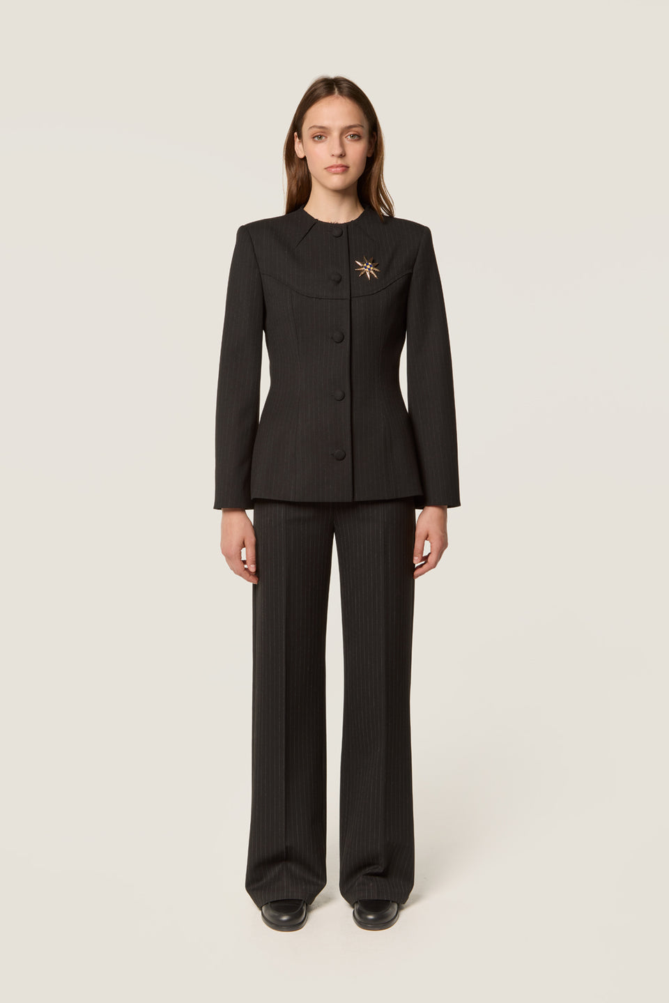 Veste tailleur à fines rayures