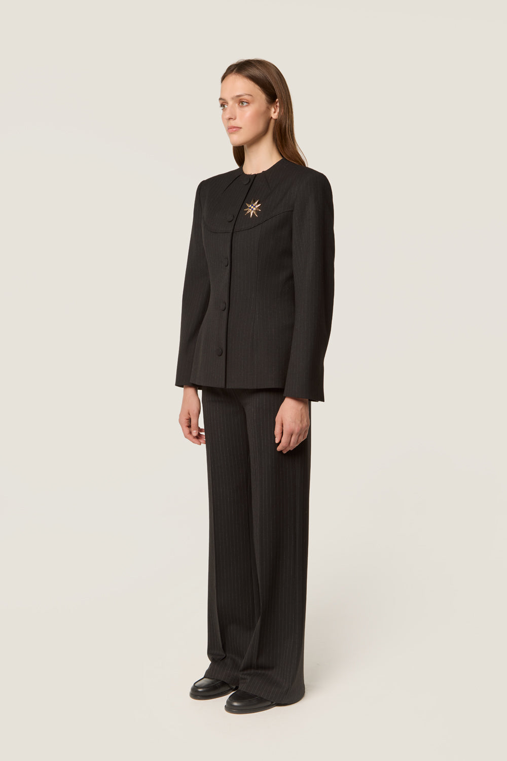 Pinstripe tailored blazer