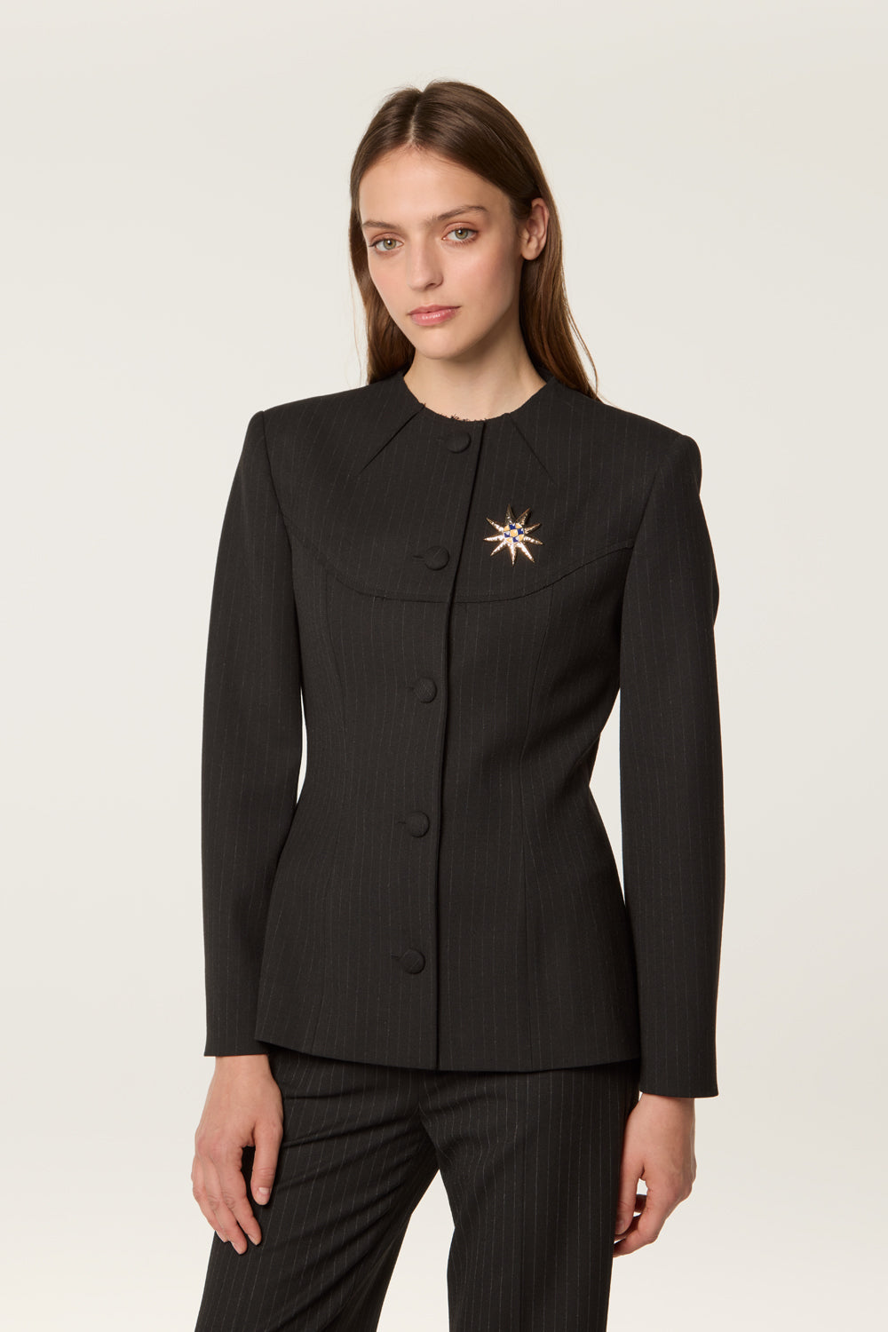 Pinstripe tailored blazer