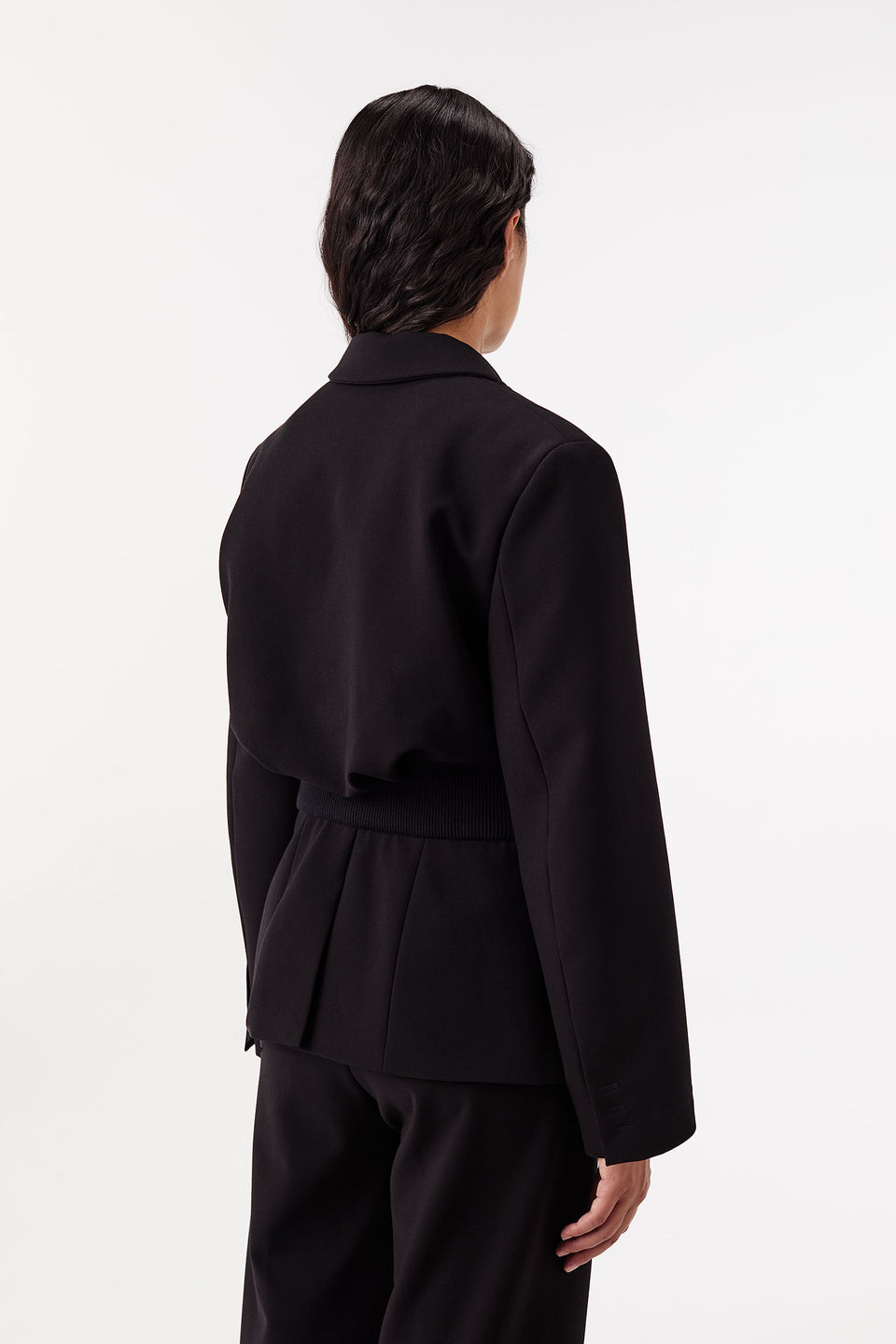 Veste tailleur avec bord-côte à la taille