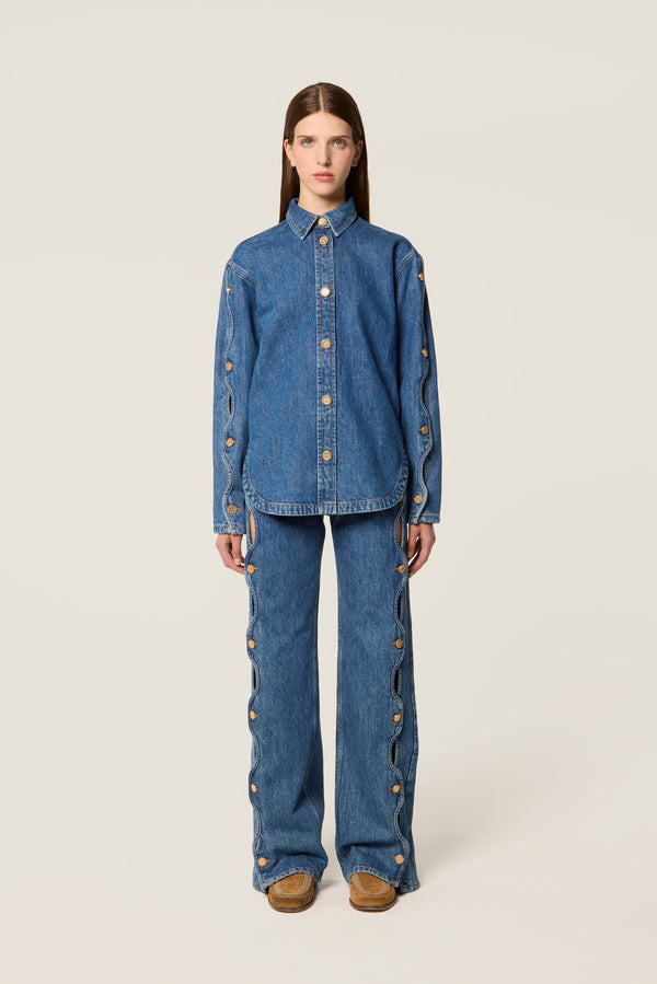 Cut-out denim