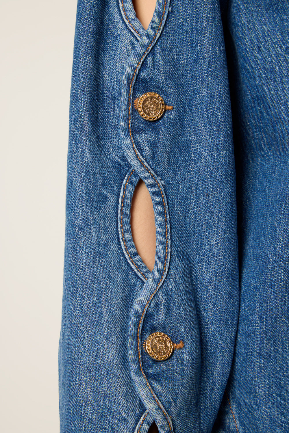 Denim overshirt with cutouts