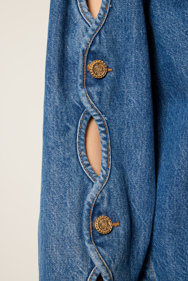 Denim overshirt with cutouts