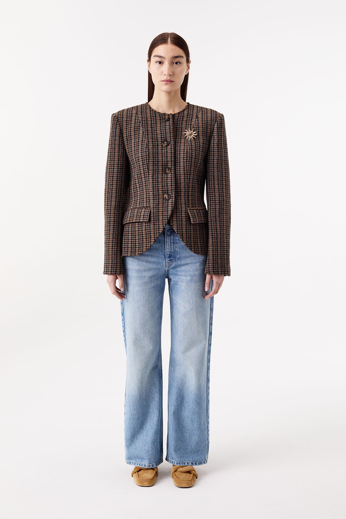 Veste en laine à carreaux