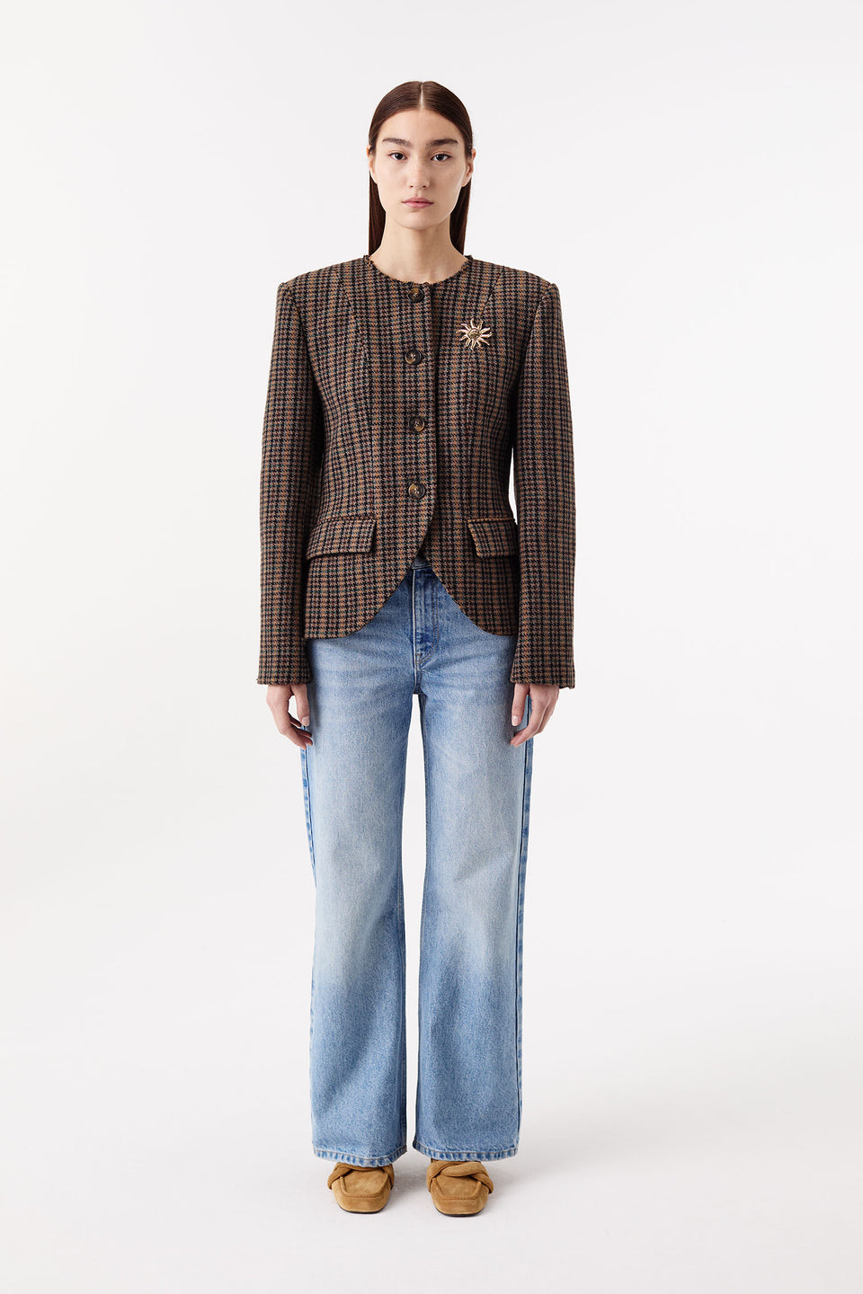 Veste en laine à carreaux