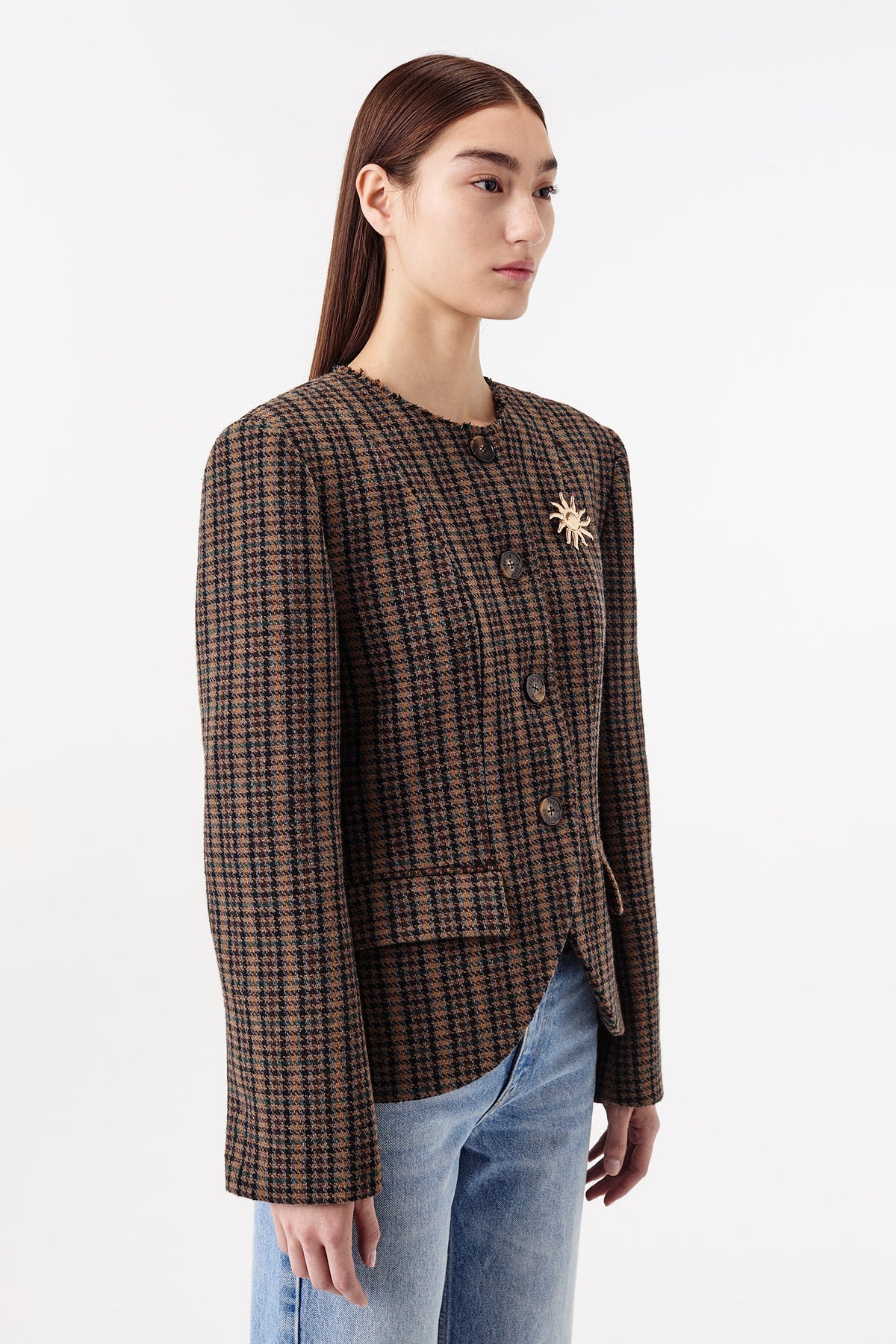 Veste en laine à carreaux