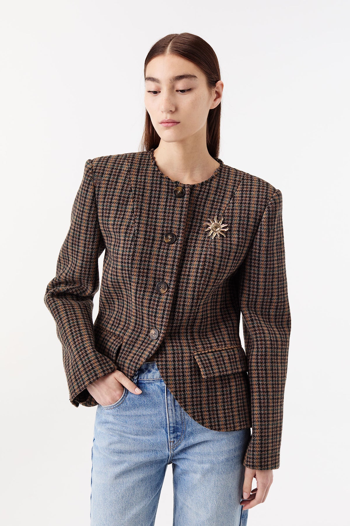Veste en laine à carreaux