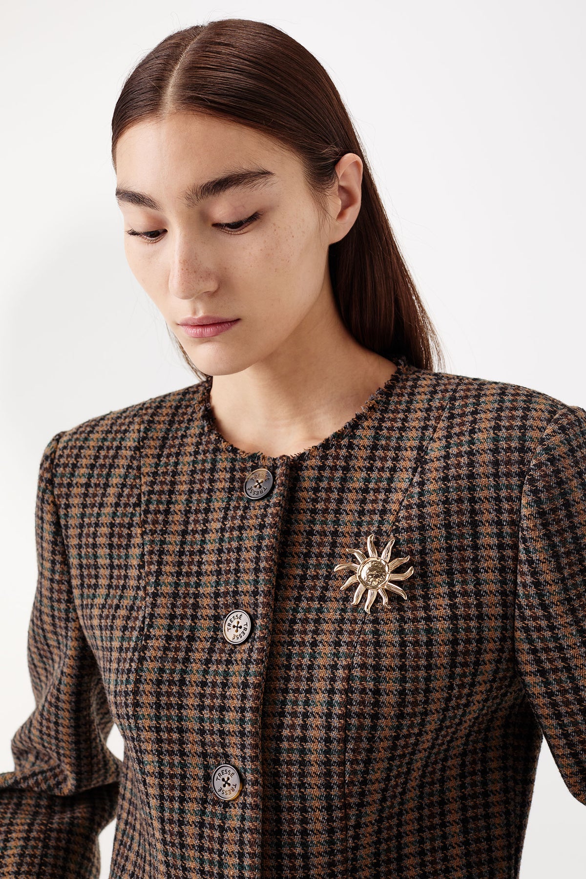 Veste en laine à carreaux