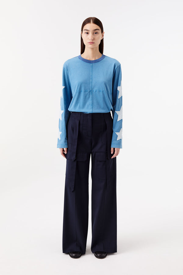 Suit pants with patch pockets