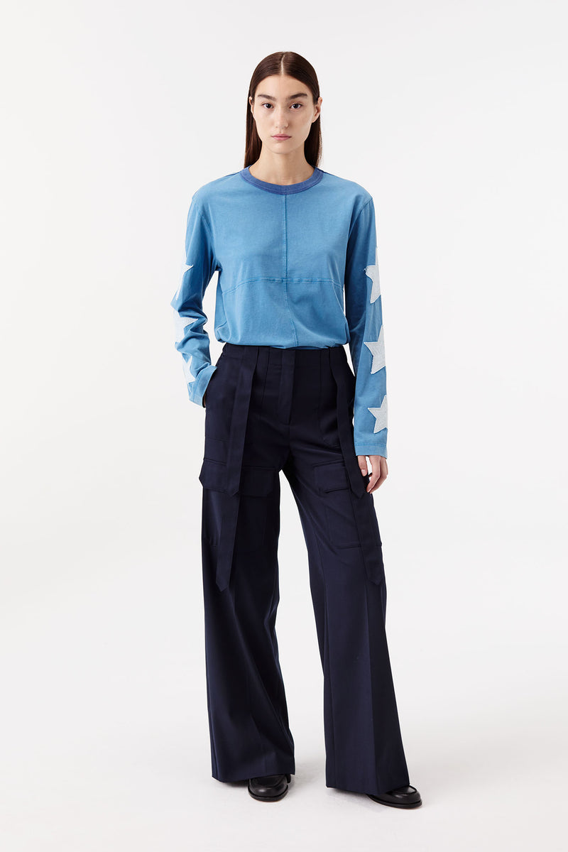 Suit pants with patch pockets