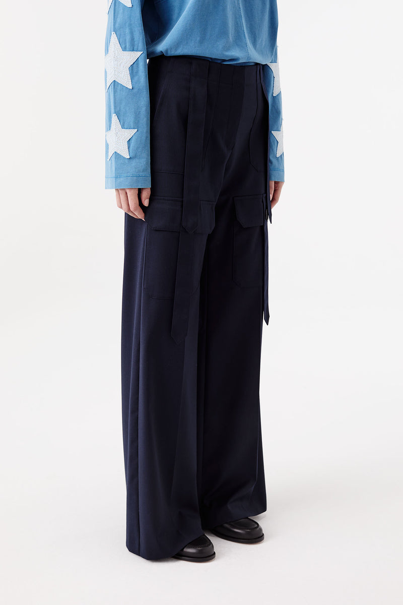Suit pants with patch pockets