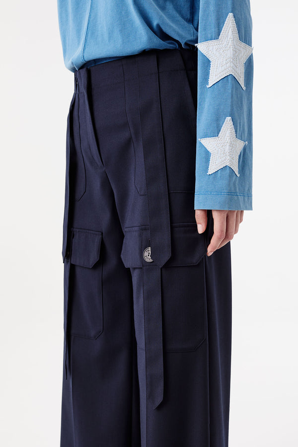 Suit pants with patch pockets
