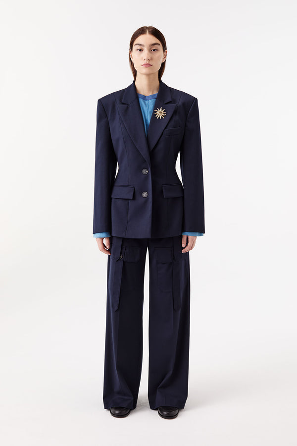 Suit pants with patch pockets