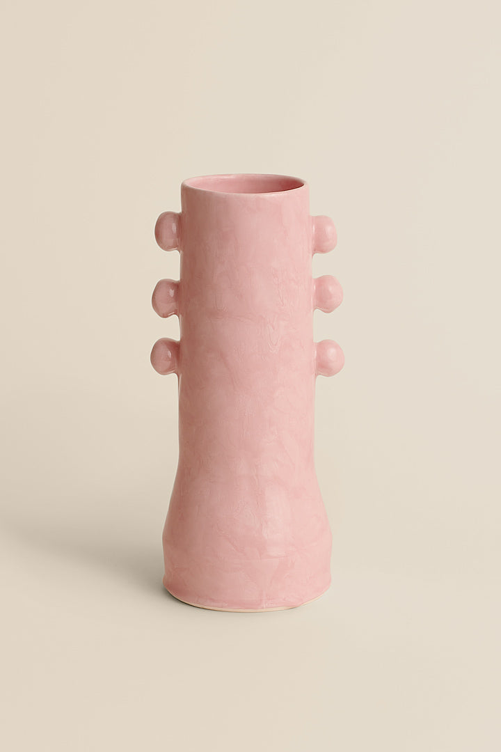Vase rose en faïence