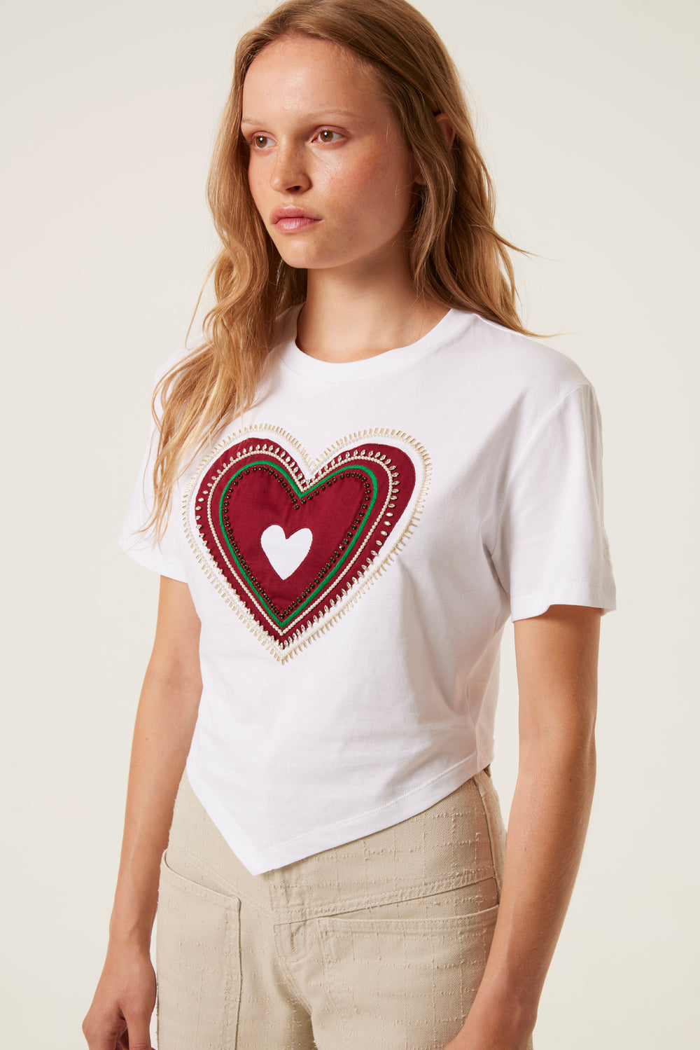 Heart embroidered t-shirt