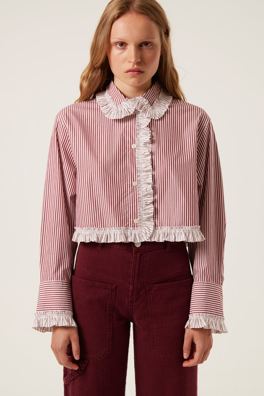 Short ruffled shirt