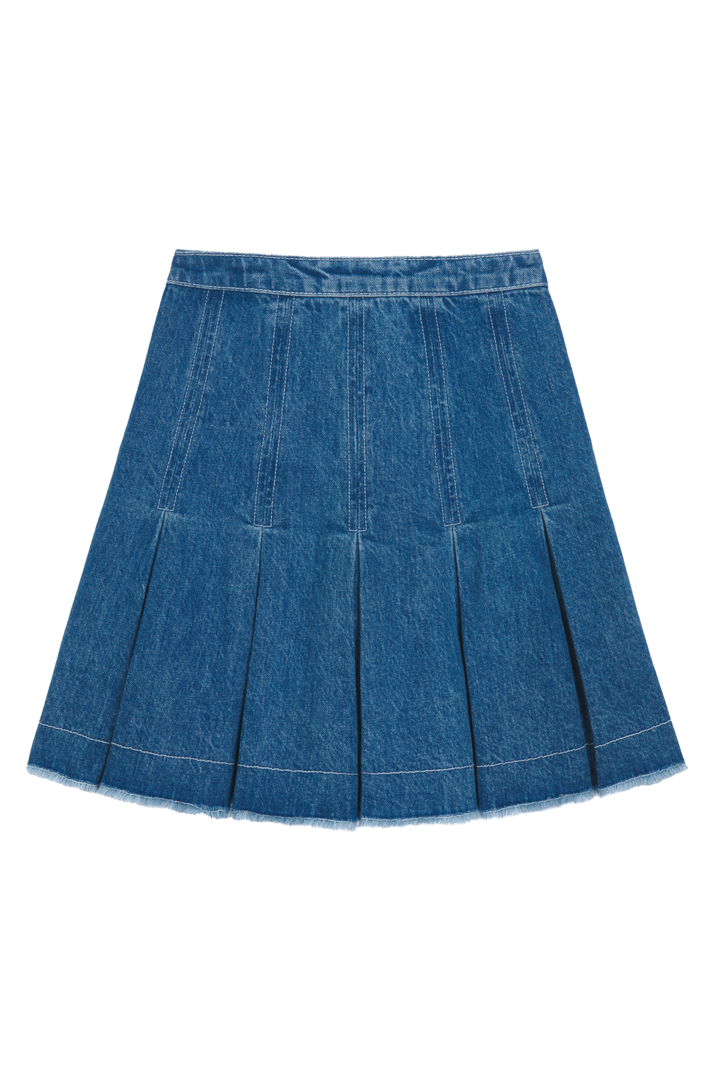 Pleated denim skirt